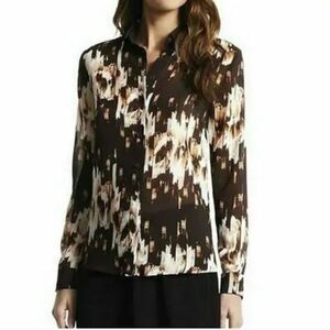 DEREK LAM for Design Nation Long Sleeves Semi Sheer Blouse  Size XL